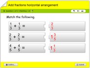Add fractions horizontal arrangement